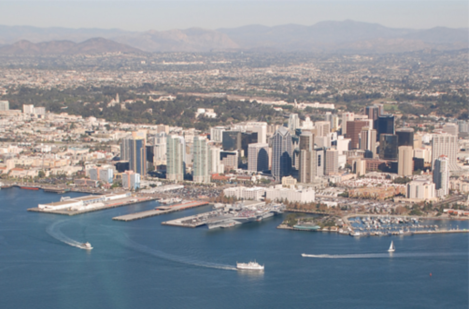 A view of San Diego, California along the water in the early 1990’s.